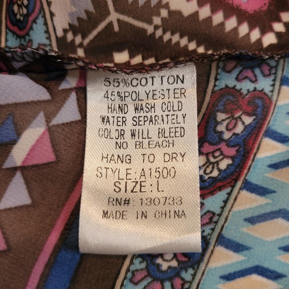 Umgee‎ Women's V-Neck Crochet Trim Paisley Stripe Tassel Popover Boho Size Large - Picture 8 of 12